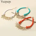 New Korean Handmade Colorful Beads Chain Necklace for Women Coral Pendants Beaded Necklaces For