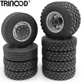 TRINOOD Tamiya 6x6 Wheels Rims Tires Set for 1/14 Scale RC Tractor Truck Trailer Cargo Truck