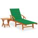 VidaXL Patio Sun Lounger w/ Table & Cushion Solid Acacia Wood Wood/Solid Wood in Brown/White | 33.5 H x 26.4 W x 78.7 D in | Wayfair 3061622