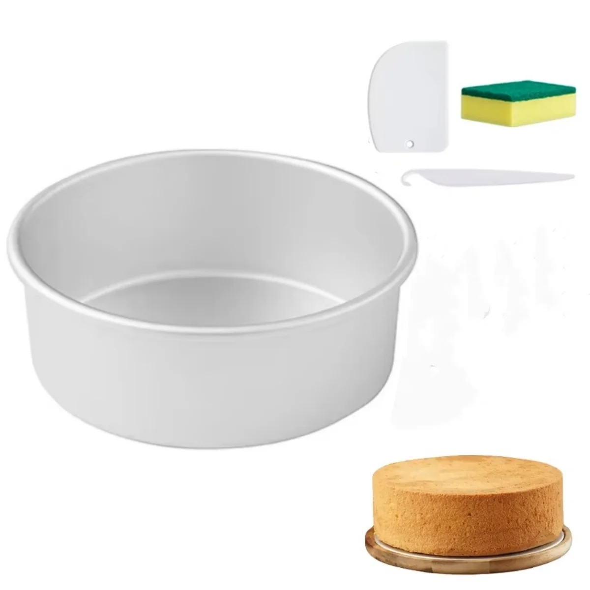 6/8/10/12 zoll Solide Boden Aluminium Chiffon Kuchen Form Antihaft Kuchen Pan DIY Runde Kuchen Form pan Backformen Werkzeuge Image