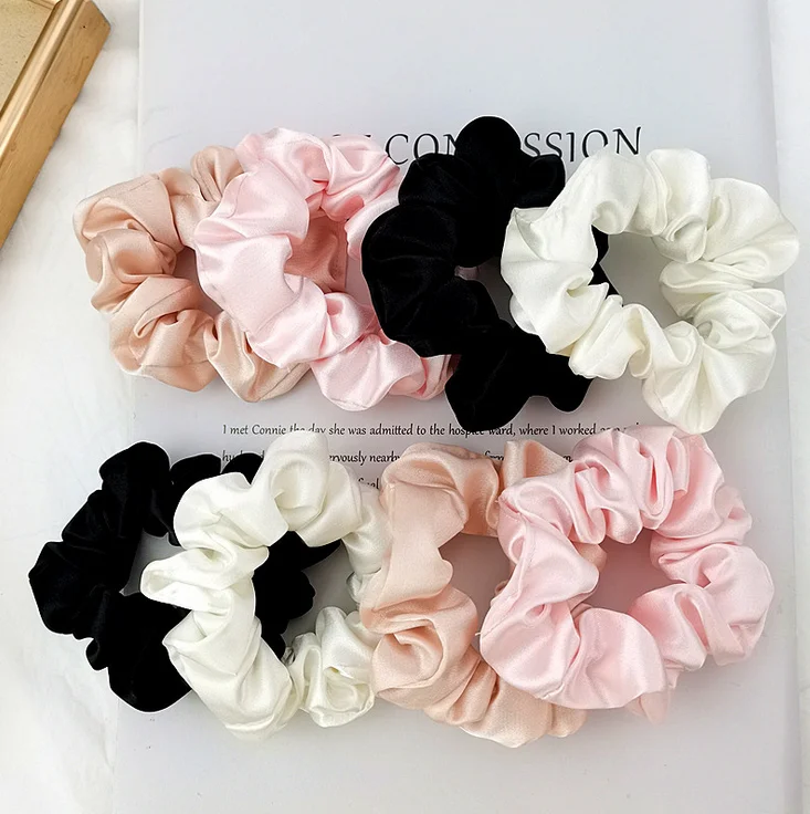 Seidige Satin Haarband Candy Farbe Elastische Gummiband Pferdeschwanz Halter Haar Ring Sommer Frauen Mädchen Satin Haar Zubehör Image