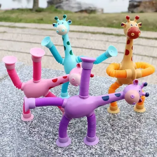 Kinder Saugnapf Spielzeug Pop Röhren Stress abbau Teleskops pielzeug sensorische Balg Spielzeug