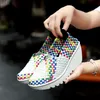 Sommer Damen Plus Größe 35-42 für Damen 2025, Keile, Plateau-Turnschuhe, modische Webart, hohle Damen-Loafer, Slip-on-Freizeitschuhe