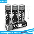 Batteria al litio USB AIPEKE AA 1.5V 3400mWh batterie ricaricabili per auto giocattolo citofono in