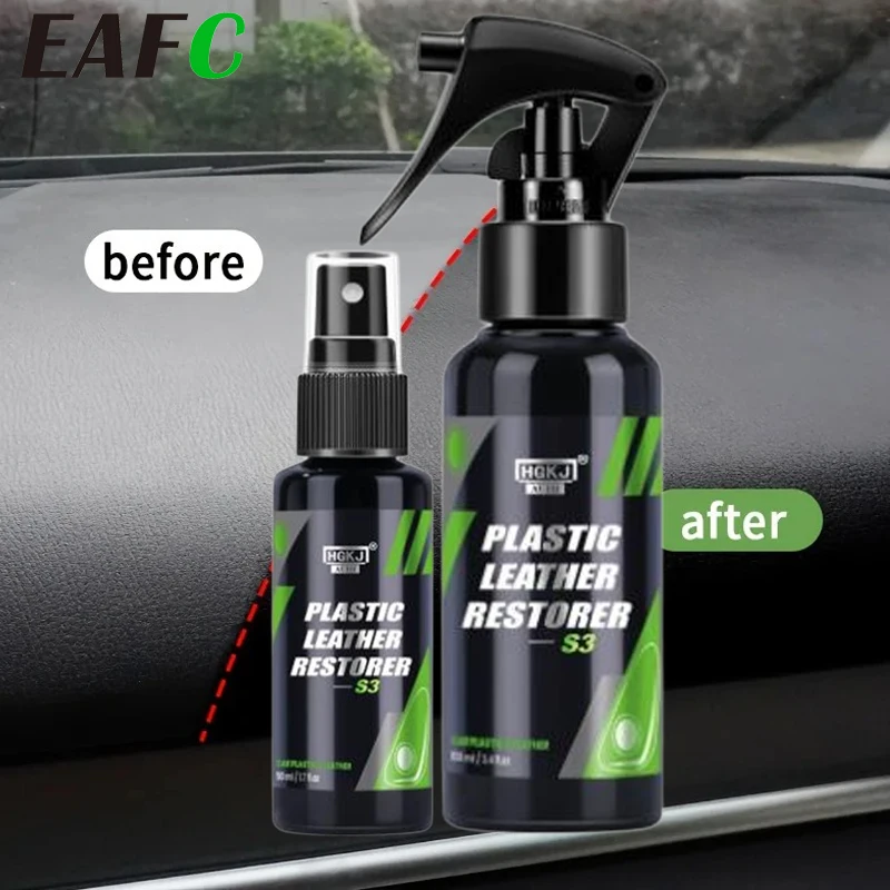 50ML/100ML Auto Kunststoff Restaurator Polnischen Leder Reiniger Spray Zurück Zu Schwarz Glanz Innen Kunststoff Erneuerer für Auto Reinigung Image
