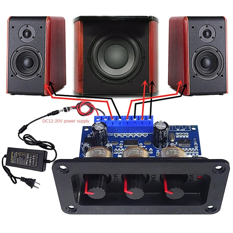 2,1 kanal Digital Power Verstärker Bord + AUX Audio Kabel 2X25w + 50W BT 5,0 Subwoofer Class D Verstärker board DC12-20V Image