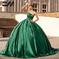 Robe de Rhen satin sans bretelles émeraude robes de Quinceanera simples robes de princesse douces