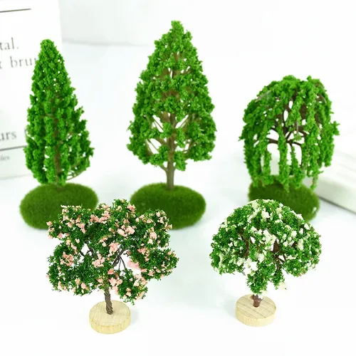 Mini Kunststoff Modell Bäume künstliche Pflanzen Baum DIY Miniatur Landschaft Dekor Zug Eisenbahn