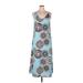 Casual Dress - Slip dress: Blue Print Dresses - Women's Size X-Large