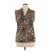 Anne Klein Sleeveless Blouse: Brown Leopard Print Tops - Women's Size X-Large