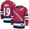 Herrentrikot von Mitchell & Ness, Joe Sakic, Burgunderrot, Colorado Avalanche 2001/02, Blaue Linie, Auswechselspieler