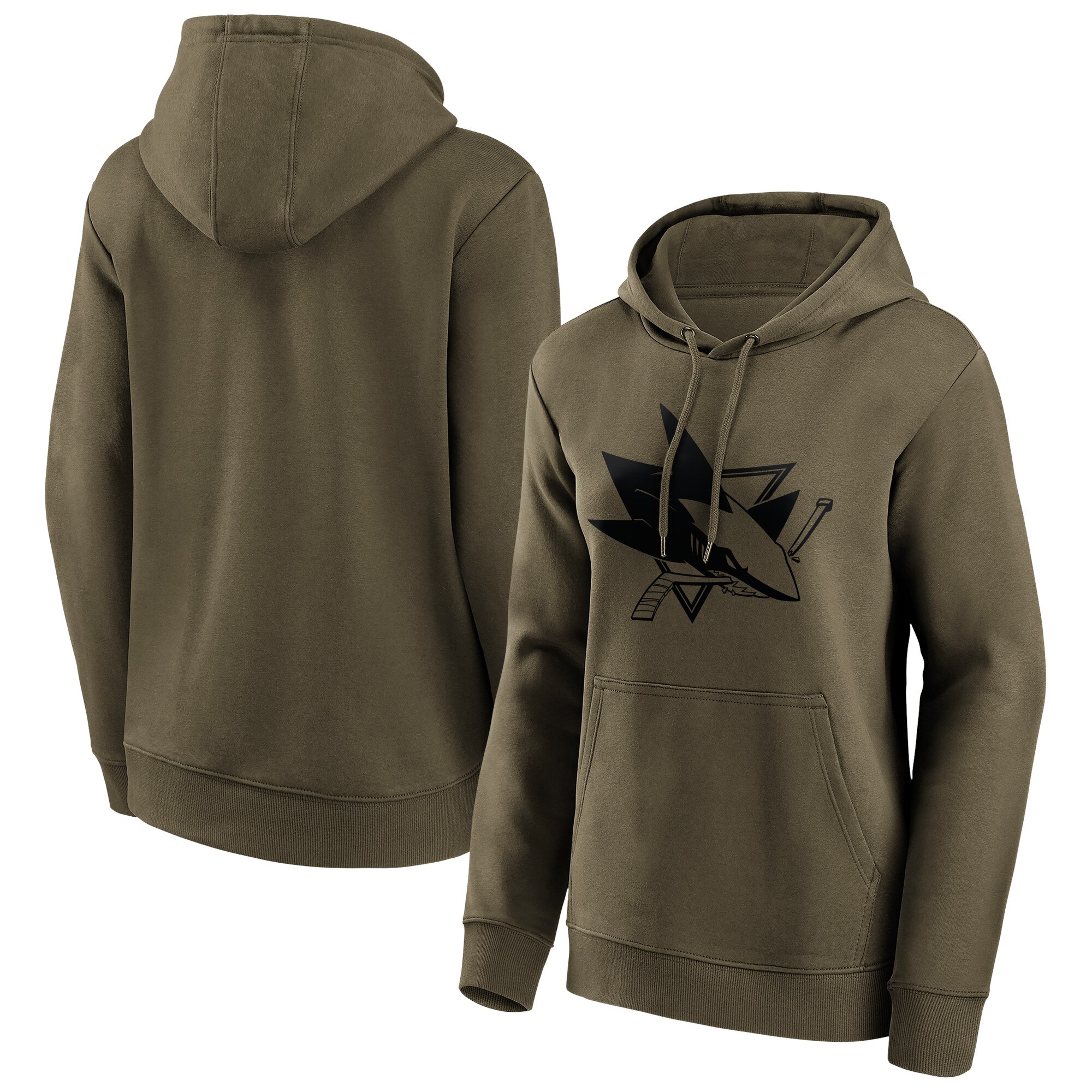 "San Jose Sharks Fanatics Branded Iconic Preferred Logo Graphic Hoodie - Khaki - Damen" Image