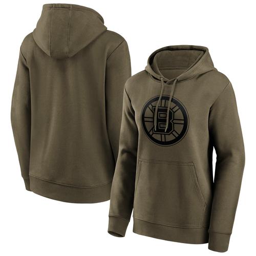 Boston Bruins Fanatics Branded Iconic Preferred Logo Graphic Hoodie - Khaki - Damen