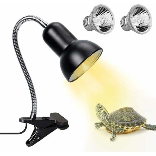 Schildkröten-Wärmelampe, 2 UVA-UVB-Lampen, 50 w, Reptilien-Wärmelampe mit Ständer, Terrarienlampe