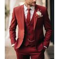 Costume Homme Mariage Ensemble de 3 pièces Vert Claire Rouge Rouge Bordeaux Couleur Pleine Coupe Sur-Mesure Droit deux boutons 2023