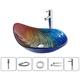 Lavabo de salle de bain rectangulaire 21 x15, robinet mitigeur d'évier et combo de vidange avec vidange escamotable, vasque de vanité artistique en verre trempé de couleur en forme de bateau, lavabo au-dessus du comptoir