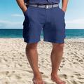 Homme Short Short en lin Short d'été Short de plage Multi poche Jambe droite Plein Confort Respirable Court Casual du quotidien Vacances Mélange de Lin Coton Mode Design Blanche Vert Véronèse