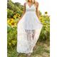 Women's Summer Dress Boho Wedding Guest Dress White Lace Wedding Dress Maxi Dress Lace Patchwork Vacation Bohemia Strap Sleeveless White Color