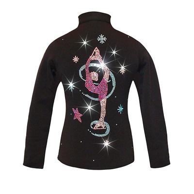 Figure Skating Fleece Jacket Women's Girls' Ice Skating Jacket Top Black Stretchy Training Competition Skating Wear Thermal Warm Crystal / Rhinestone Long Sleeve Ice Skating Figure Skating