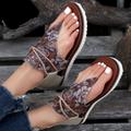 Women's Sandals Flats Lace Up Sandals Strappy Sandals Comfort Shoes Daily Beach Floral Leopard Zipper Lace-up Flat Heel Round Toe Vacation Casual PU Zipper Dark Brown Black Blue