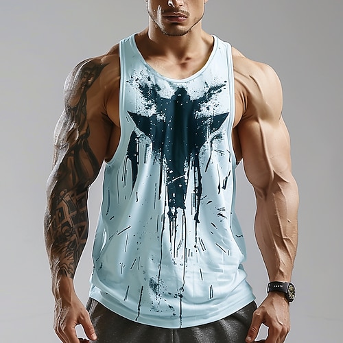 Herren Abstrakt Tank Top Weste Unterhemd Ärmellos T-Shirt 3D-Druck Rundhalsausschnitt Hemd Mode Designer Fitnessstudio Ausgehen Blau Weiß Rosa Sommer Frühling Bekleidung S M L XL XXL XXXL Image