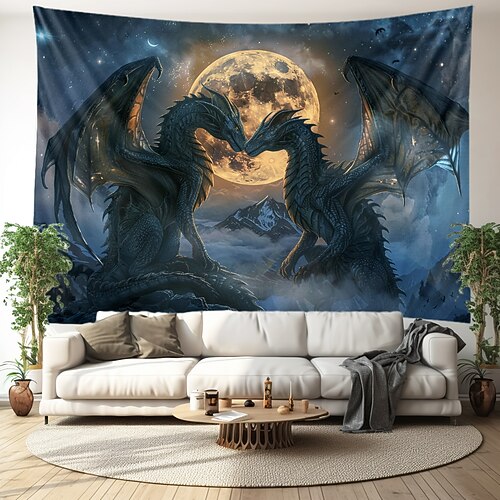 Drachenpaar Mond Wandteppich Wanddekoration großer Wandteppich Wanddeko Fotokulisse Decke Vorhang Home Schlafzimmer Wohnzimmer Dekoration Image