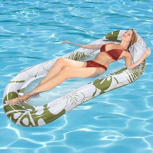 Aufblasbare PVC-Schwimmreihe im Schwimmbad, faltbares Wassernetzgewebe, gestreifte Hängematte, Freizeitstuhl für Erwachsene, schwebendes Bett Image