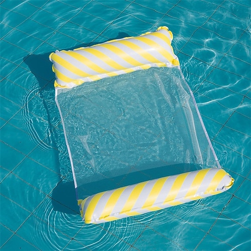 Aufblasbare PVC-Schwimmreihe im Schwimmbad, faltbares Wassernetzgewebe, gestreifte Hängematte, Freizeitstuhl für Erwachsene, schwebendes Bett Image