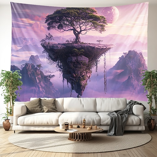 Fantasie Baum des Lebens Wandteppich zum Aufhängen, Wandkunst, großer Wandteppich, Wanddeko, Fotokulisse, Decke, Vorhang, Zuhause, Schlafzimmer, Wohnzimmer, Dekoration Wandtuch XXL Natur Image