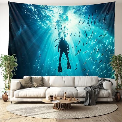 Tauchen Ozean hängen Wandteppich Kunst große Wandteppich Wandbild Dekor Fotografie Hintergrund Decke Vorhang Haus Schlafzimmer Wohnzimmer Dekoration Wandtuch XXL Natur
