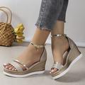 Damen Sandalen Sandalen mit Keilabsatz Römische Schuhe Urlaub Strand Keilabsatz Elegant Modisch PU Schnalle Silber Gold