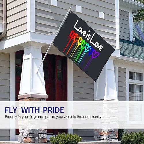 Juni Pride Monat LGBTQ LGBT Frohen Stolz Monat Regenbogenfahne Außen Draußen Innen mit Ösen Haus Garten Dekoration Feiertagsbanner Schild Image