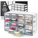 Arteza 16 Drawer Storage YPF5 Cabinet 17.7 x 8.2 x 10.9 inches White Plastic Drawers with Stoppers Multi Compartment Organizer for Makeup and Art Supplies