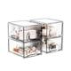 FBOTML 4 Pack Striped MGF3 Stackable Makeup Organizer Clear Organizers Storage Drawer Organizer Cosmetics Case and Beauty Organizer for Vanity Kitchen Cabinets Pantry Organization and Storage