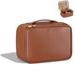 Pocmimut Travel Makeup Bag MGF3 - Leather Make Up Bags Cosmetic Bags for Women Large Makeup Organizer Bag with Brush Holder Makeup Traveling Bag for Women Cosmetic and Toiletry (Brown)