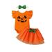 BOLUOYI Girls Christmas Dress Toddler Kids Girls Outfit Pumpkins Letters Prints Romper Skirt Hairband 3Pcs Set Outfits