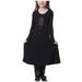 JSGEK 16-17 Years Kids Loose Fit Maxi Dresses Sleeveless Islamic Dubai Robe Comfort Soft Middle East Prayer Abaya Clothes Full Length Maxi Dress Regular Fit Fashion Girls Dress for Black