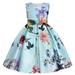 Tengma Toddler Girls Dresses Kids Baby Spring Summer Sleeveless Princess Dress Print Floral Ruffle Dress Wedding Party Princess Dress Pageant Gown Blue 140