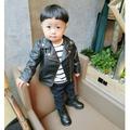 Hvyesh Toddler Baby Boy Girl Motorcycle Jacket Faux Leather Short Jackets Coat Winter Bomber Jacket Casual Coat Zip Up Outerwear Clothes for 1-5 Years