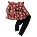 Toddler Girls Outfits Long Sleeve Christmas Bowknot Plaid Snowflake Prints Tops Pants Two Piece Set Kids Clothes for Girls Size 4-5T