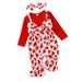 Mubineo Baby Girls Rompers Valentine s Day Clothes Heart Print Long Sleeve Fake Two-Pieces Toddler Jumpsuits Bodysuits with Headband