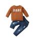 NIUREDLTD Kid Fall Winter Sweatsuits Set Kids Toddler Infant Newborn Baby Boys Long Sleeve Letter Sweatshirt Tops Jeans Pants Outfit Set 2PCS Clothes Pullover Top and Joggers Outfit Brown 70