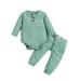 Girls Outfits Autumn And Winter Long Sleeved Letter Printed Chinese Plaid Long Sleeved Light Green Jumpsuit And Trousers Two Piece Set Toddler Girl Clothes