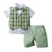 Toddler Boy Outfits Children s Green Short Sleeved Suit Gentleman Outfit Summer Clothes Set Baby Boy Clothes Green 3-4 Years