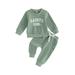 Inevnen Toddler Baby Girls 2PCS Outfit Letters Print Long Sleeve Crew Neck Sweatshirt with Elastic Waist Sweatpants