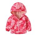 Riforla Toddler Boy Girl Outdoor Camouflage Jacket Hooded Windbreaker Jacket Warm Windproof Mountaineering Camping Hot Pink 110