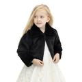 Lilax Girls Button Closure Cozy Faux Fur Bolero Shrug Jacket Black 2 Years
