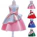 Elainilye Fashion Dresses for Girls Net Yarn Flowers Print Bow Ruffles Dress Princess Ball Gown for Party Long Dresses Sizes 3-9Y Purple