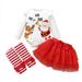 KIMI BEAR Newborn Girls Outfits 6 Months Baby Girl Spring Winter Outfits 9 Months Christmas Printing Long Sleeve Rompers + Mesh Stitching Skirts + Headband+Socks 4PCS Set Red