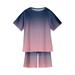 Rbaofujie Summer Toddler Girls Boys Sets Clearance Short Sleeve Tops Boys Girls Gradient T-shirt Sets Printed Children Shorts Sets Child s Two-piece Set Purple